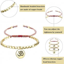 Tibetan Copper Bead Bracelets For Men Women Handmade Braided Buddhist Bracelet Set Lucky Rope Bracelet For Protection